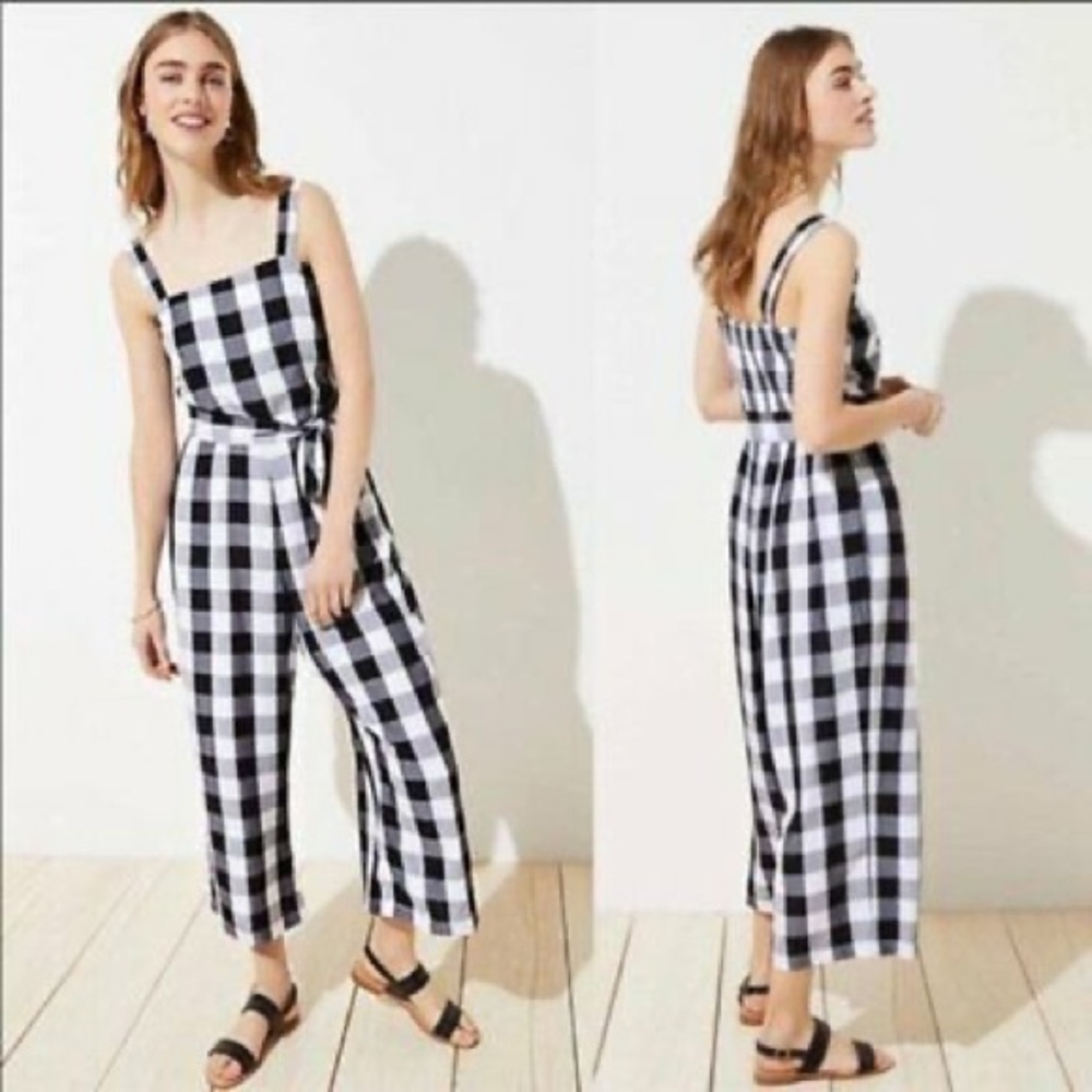 Loft Gingham plaid jumpsuit